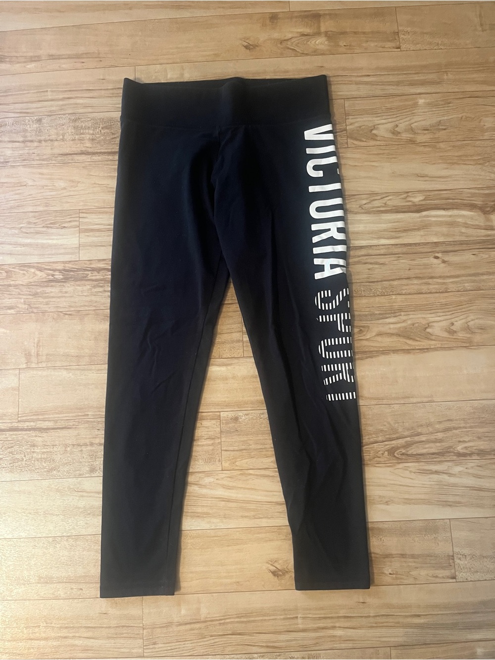 Victoria's Secret Black Leggings with White Side Logo